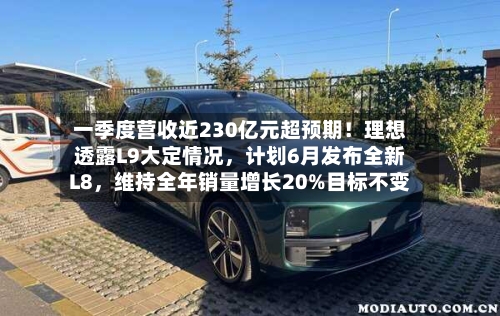 一季度营收近230亿元超预期！理想透露L9大定情况	，计划6月发布全新L8，维持全年销量增长20%目标不变-第3张图片