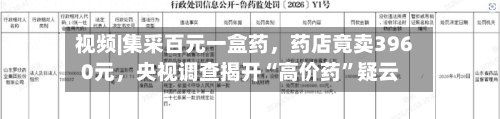 视频|集采百元一盒药，药店竟卖3960元	，央视调查揭开“高价药	”疑云-第2张图片
