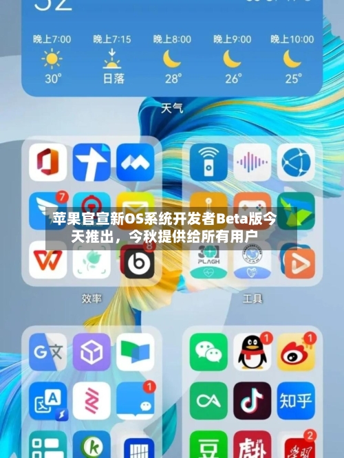 苹果官宣新OS系统开发者Beta版今天推出，今秋提供给所有用户