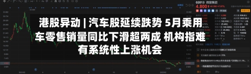 港股异动 | 汽车股延续跌势 5月乘用车零售销量同比下滑超两成 机构指难有系统性上涨机会-第2张图片