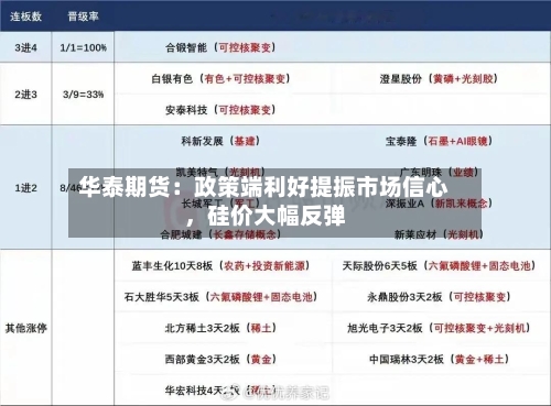 华泰期货：政策端利好提振市场信心，硅价大幅反弹-第2张图片