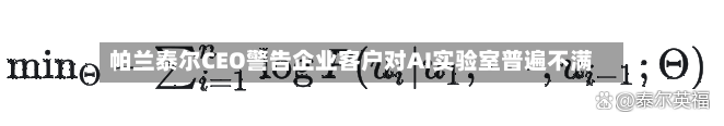 帕兰泰尔CEO警告企业客户对AI实验室普遍不满-第2张图片