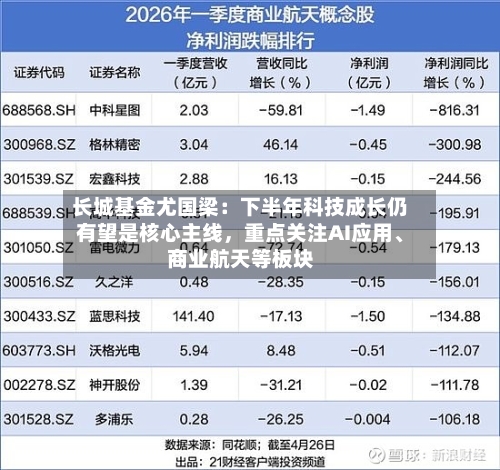 长城基金尤国梁：下半年科技成长仍有望是核心主线，重点关注AI应用、商业航天等板块-第2张图片