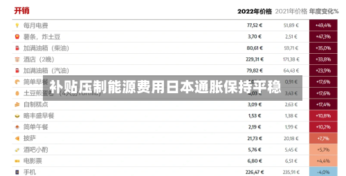 补贴压制能源费用日本通胀保持平稳