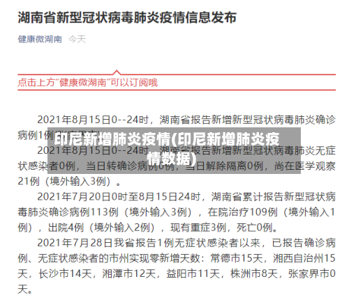 印尼新增肺炎疫情(印尼新增肺炎疫情数据)