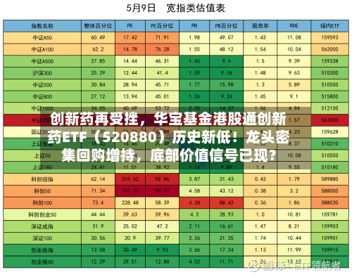 创新药再受挫，华宝基金港股通创新药ETF（520880）历史新低！龙头密集回购增持，底部价值信号已现？